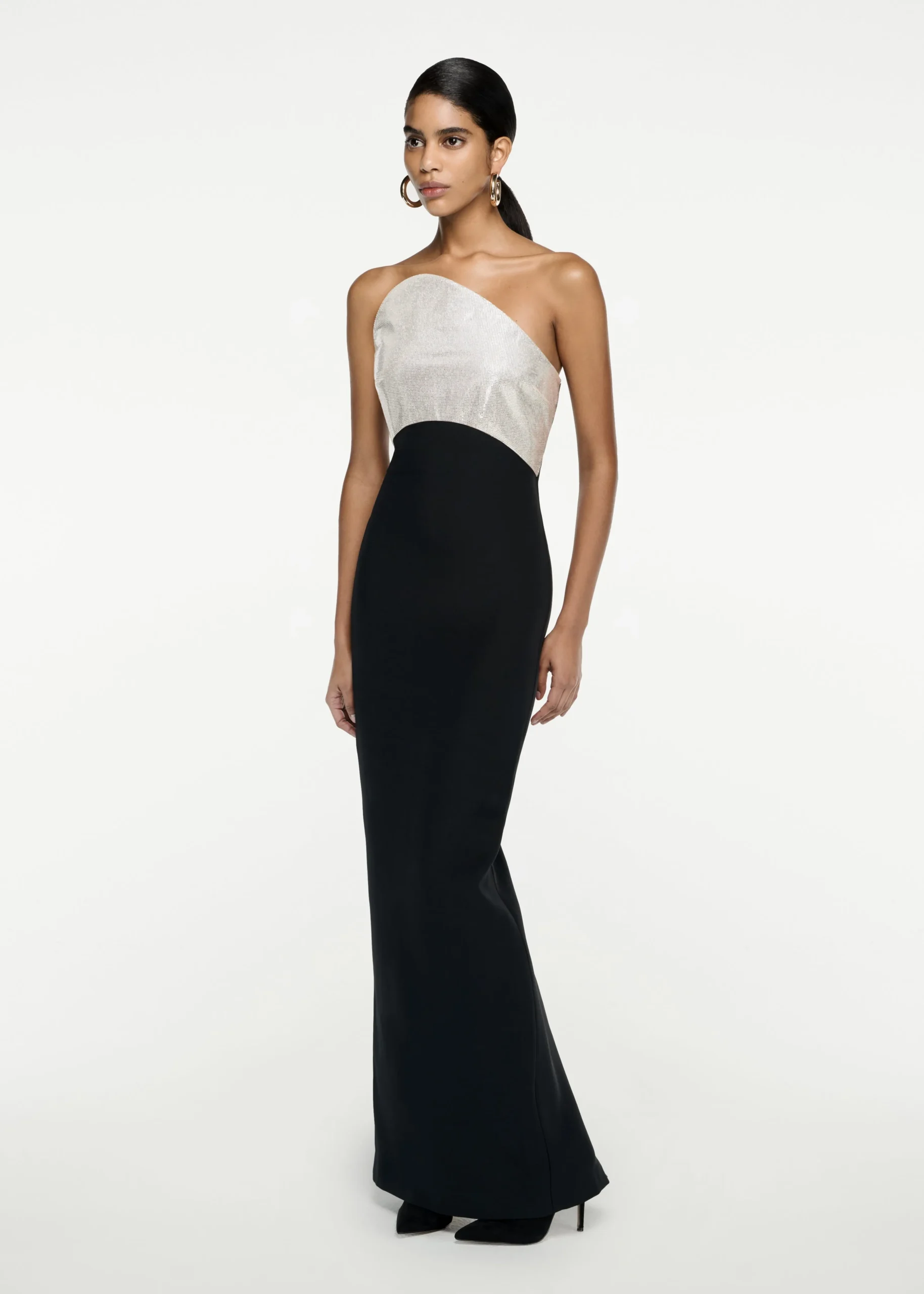 Ready To Wear|Ready To Wear Roland Mouret Strapless Silk Wool Diamante Maxi Dress Black