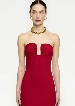 Ready To Wear|Ready To Wear Roland Mouret Strapless Stretch Cady Maxi Dress Red