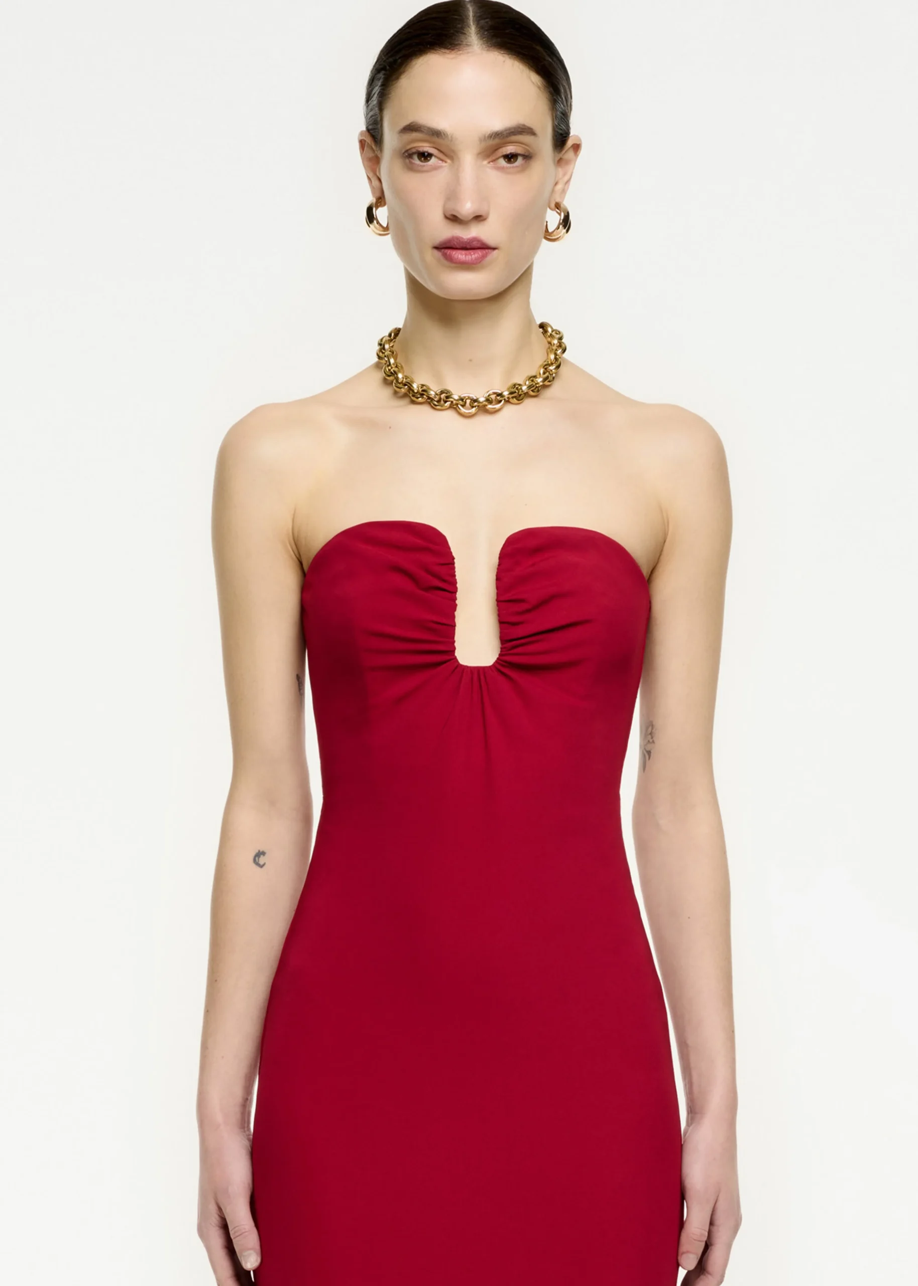 Ready To Wear|Ready To Wear Roland Mouret Strapless Stretch Cady Maxi Dress Red
