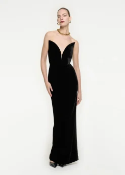 Ready To Wear|Ready To Wear Roland Mouret Strapless Velvet Gown Black
