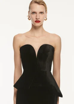 Ready To Wear|Ready To Wear Roland Mouret Strapless Velvet Peplum Gown
