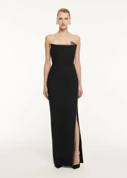 Ready To Wear|Ready To Wear Roland Mouret Strapless Wool Silk Embellished Maxi Dress