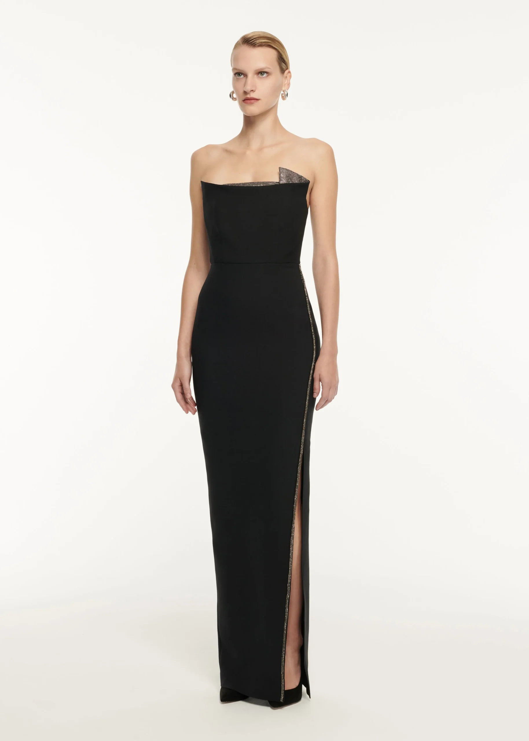 Ready To Wear|Ready To Wear Roland Mouret Strapless Wool Silk Embellished Maxi Dress