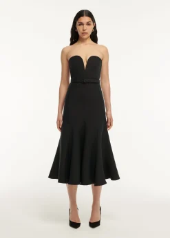 Ready To Wear Roland Mouret Strapless Wool Silk Midi Dress