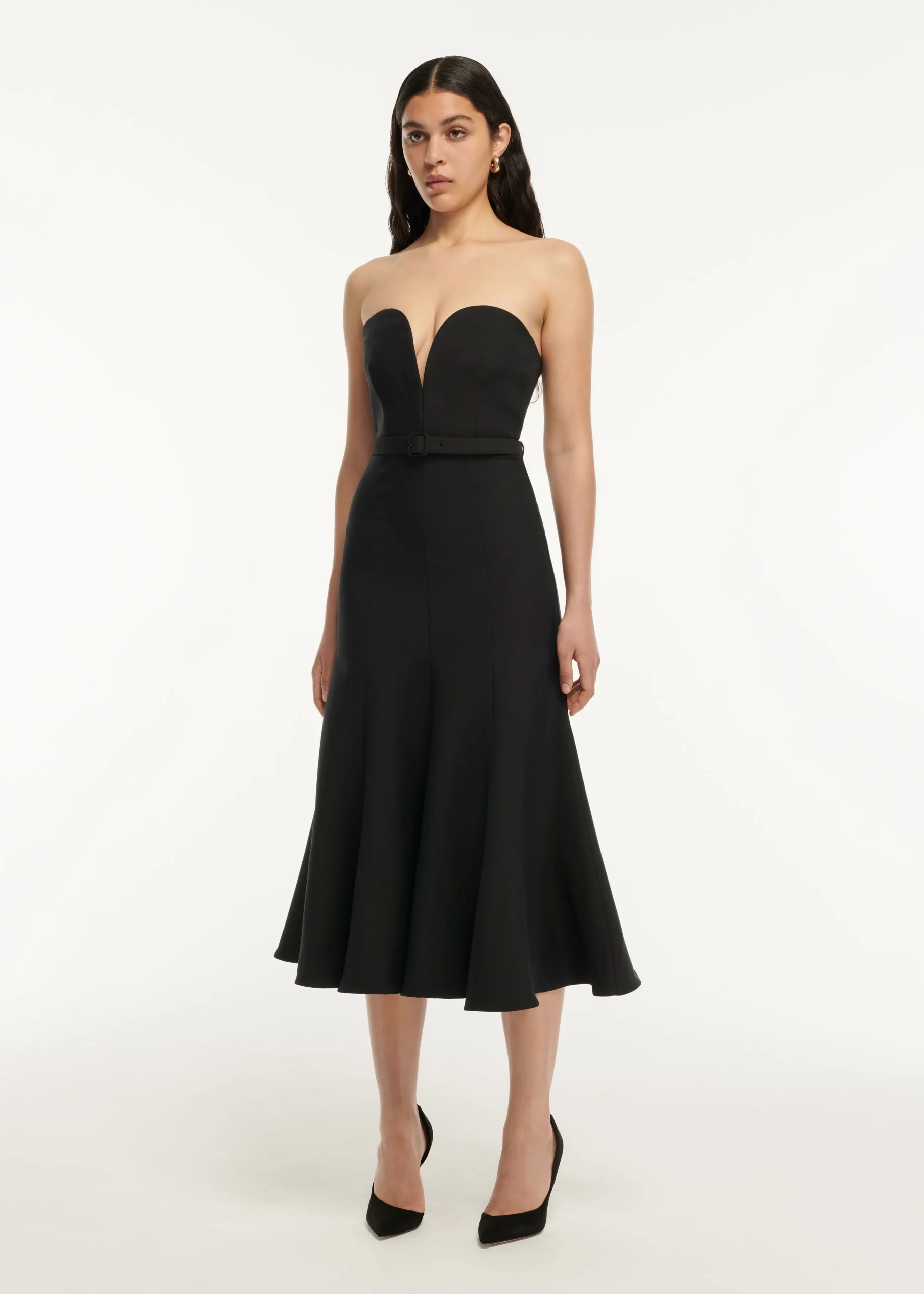 Ready To Wear Roland Mouret Strapless Wool Silk Midi Dress