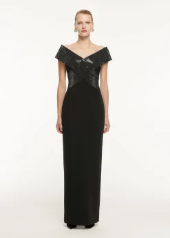 Ready To Wear|Ready To Wear Roland Mouret Stretch Cady Embellished Maxi Dress