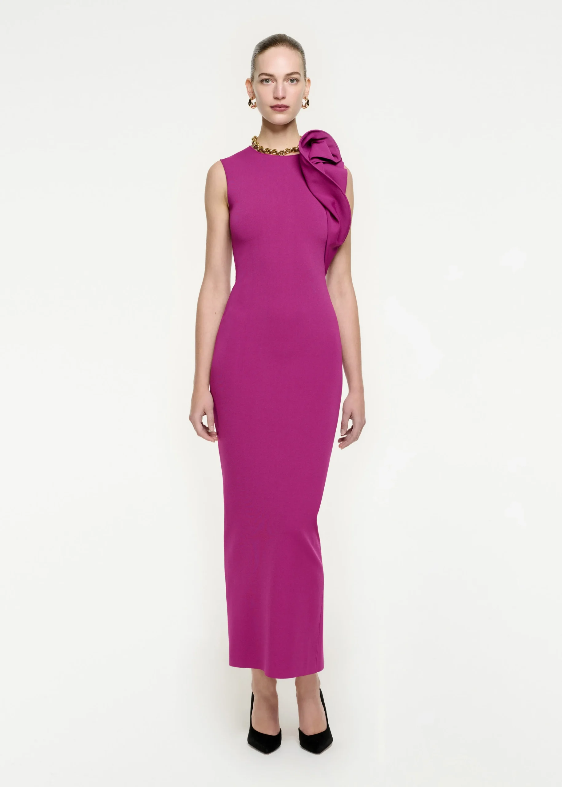 Ready To Wear|Ready To Wear Roland Mouret Structured Drape Knit Maxi Dress Purple